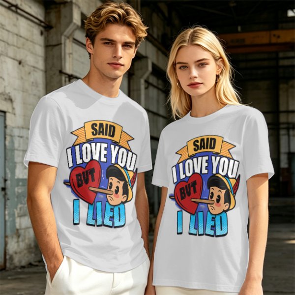 Olive t-shirt with Pinocchio 'Said I Love You But I Lied' print