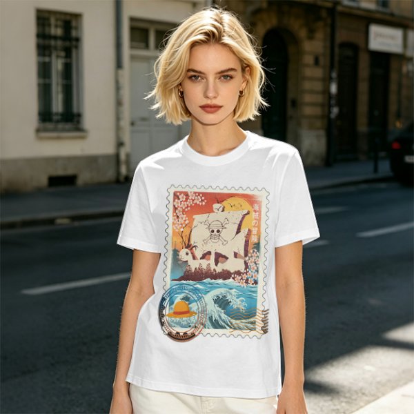 One Piece Going Merry Ship Stamp Graphic T-Shirt