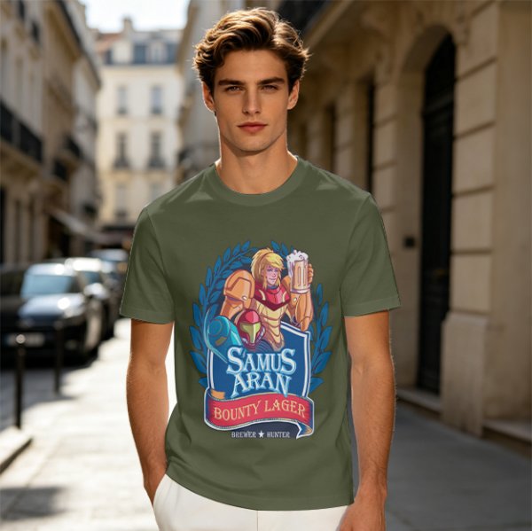 Samus Aran Bounty Lager Graphic T-Shirt
