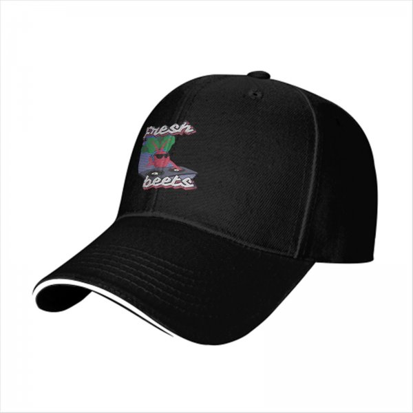 Black baseball cap with Fresh Beets turntable graphic