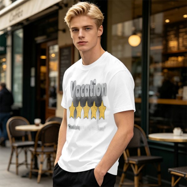 Olive Green T-Shirt With Vacation And Five Star Graphic Print