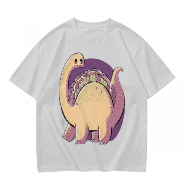 Olive T-Shirt with Cute Brontosaurus Taco Dinosaur Graphic