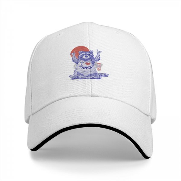 Black Baseball Cap With Raccoon I Love Trash Graphic
