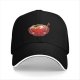 Black Baseball Cap With Cute Angry Ramen Bowl Graphic