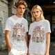 Olive T-Shirt With Whimsical Wizard Cat Garden Door Art