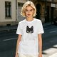 Olive Green T-Shirt With Black Cat Head Graphic Print