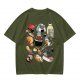 Olive T-Shirt With Cute Sushi Cat Illustrations