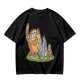 Olive T-Shirt With Whimsical Forest Creature Artwork Print