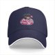 Black baseball cap with a bag of cute pink Kirby characters print
