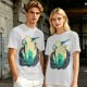 Anime Silhouette Graphic Olive Green Short Sleeve T-Shirt