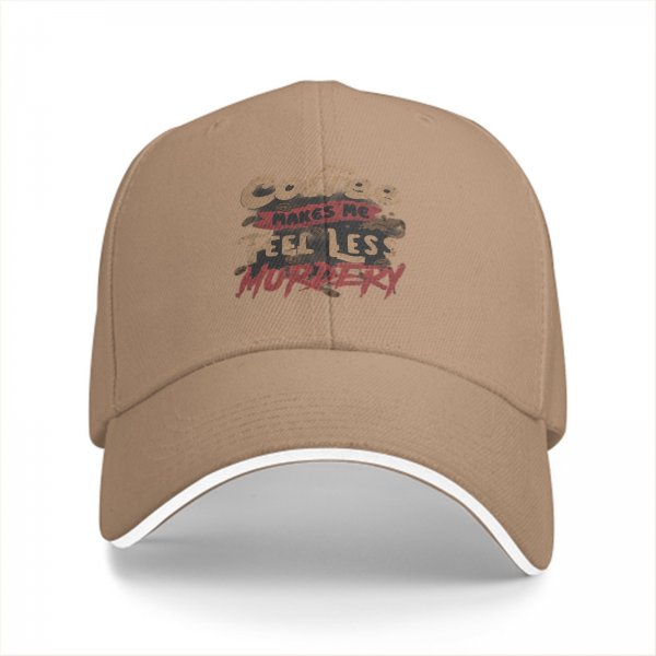 Black baseball cap with coffee makes me feel less murdery print