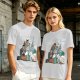 Olive T-Shirt Featuring 'king Club' and Animated Characters Print