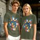 Olive T-Shirt With Cute Cats On A Rubik's Cube Graphic