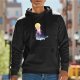 Black Hoodie With Watercolor Moon And Figure Art Print