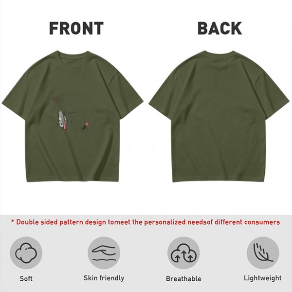 Olive Green Oversized T-Shirt With Minimal Graphic Print