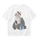 Olive T-shirt with whimsical forest spirit and children graphic print