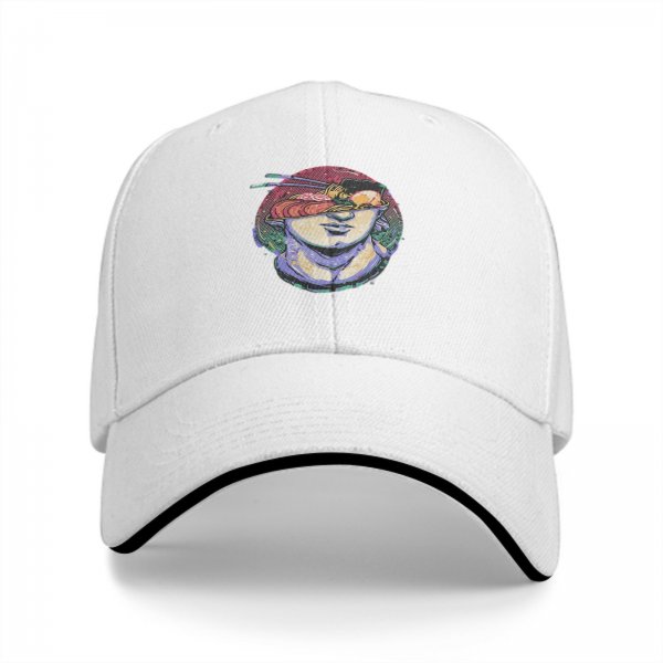 Black Baseball Cap With Surreal Sushi Portrait Graphic