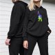 Black hoodie with vibrant abstract fantasy creature graphic print
