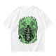 Olive T-Shirt With Skeleton Gentleman And Green Flames Art