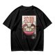 Olive T-Shirt With Cute Ramen Cat Bowl Graphic Print