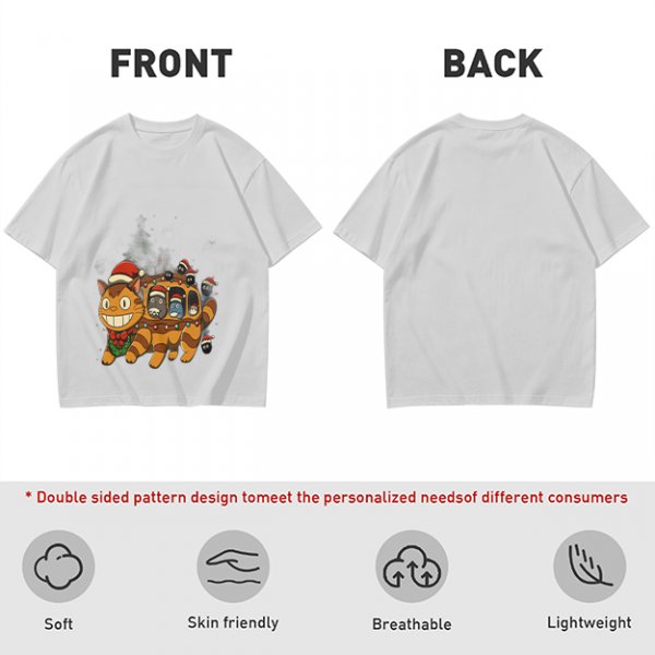 Christmas Catbus T-Shirt with Festive Spirited Away Characters
