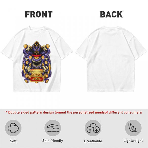 Olive T-Shirt With Pirate Beholder Monster And Treasure Chest Art