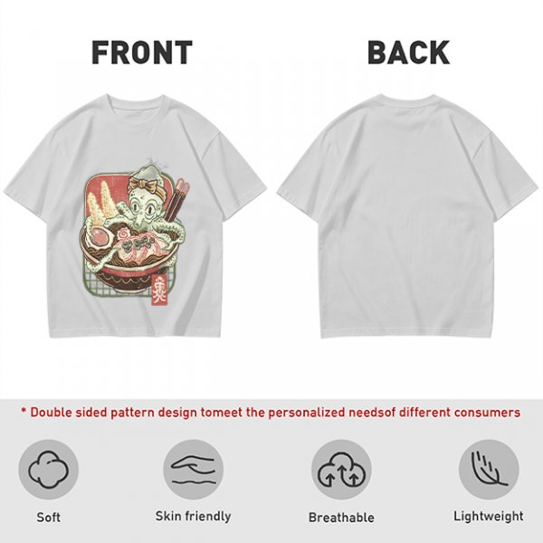 Olive T-Shirt With Octopus Chef In Ramen Bowl Graphic