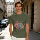 Olive T-shirt with Chibi Wounded Fantasy Creature Graphic