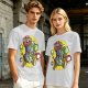 Olive T-shirt with Block Style Mario Riding Yoshi and Mushroom Graphics