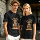 Olive t-shirt with coffee moka pot mouse shop graphic and coffee love quote