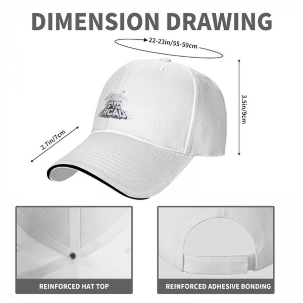 Black baseball cap with 'Dawn of the Arcade' and space invader graphic