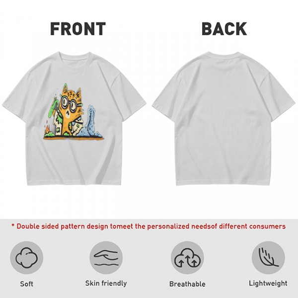 Olive T-Shirt With Mad Scientist Cat Chemistry Lab Print