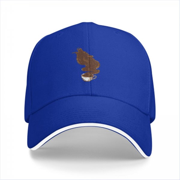 Black Baseball Cap With Coffee Steam Wolf Graphic Design