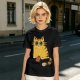 Olive T-Shirt With Cute Surprised Orange Tabby Cat Holding Meat Print