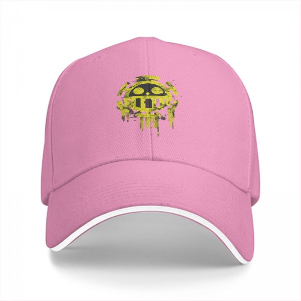 Black Baseball Cap With Distressed Yellow Skull Pirate Emblem