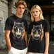 Olive T-Shirt Featuring Black Maneki-neko Cat Eating Ramen