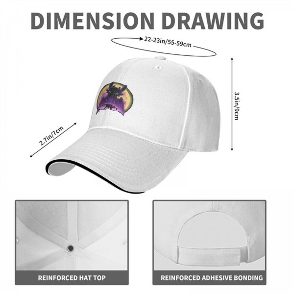 Black baseball cap with Toothless dragon and moon graphic