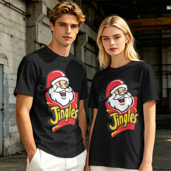 Olive T-Shirt with Santa Claus Jingles Christmas Print