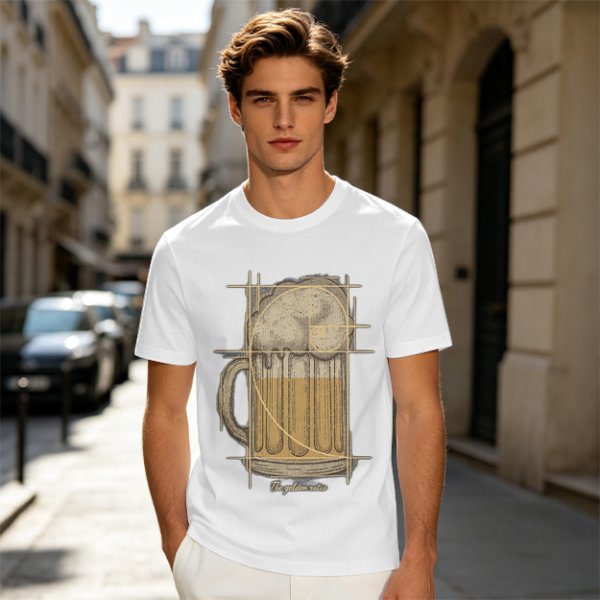 Beer Mug with Golden Ratio Graphic Novelty T-Shirt Print