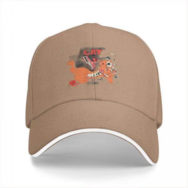 Black Baseball Cap With Funny Anatomy Of The Cat Graphic