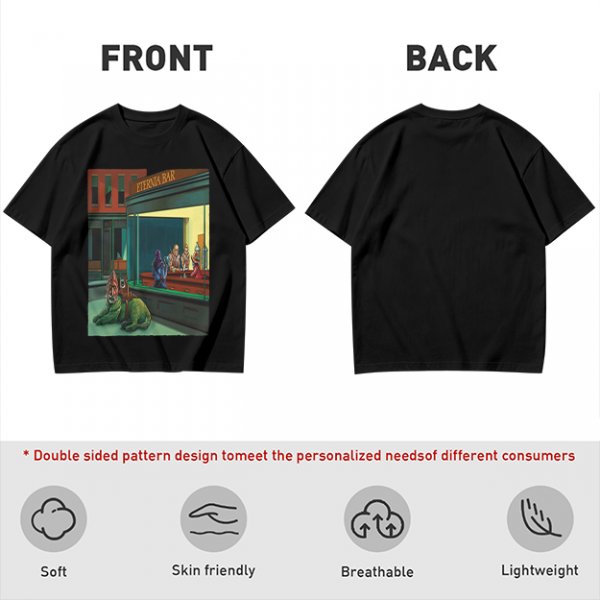 Olive T-Shirt With Surreal Bar Scene Graphic Print
