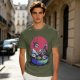 Olive T-Shirt With Anxious Sushi Characters In Soy Sauce Bowl Print
