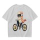 Olive T-Shirt With Sushi Ninja Riding Bicycle Print