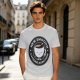 Olive t-shirt with 'New Emotion Caffeine Addiction' coffee cup graphic