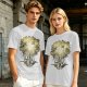 Olive Green T-Shirt With Glowing Tree Reflection Art