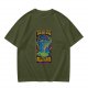 Olive T-Shirt with Psychedelic Time and Space Meltdown Tardis Art