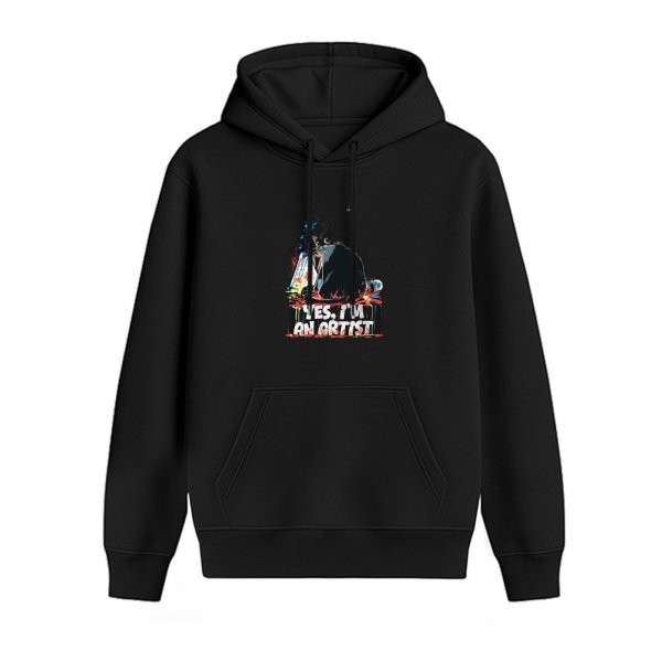 Black Hoodie With Yes I'm An Artist Cat Artist Print