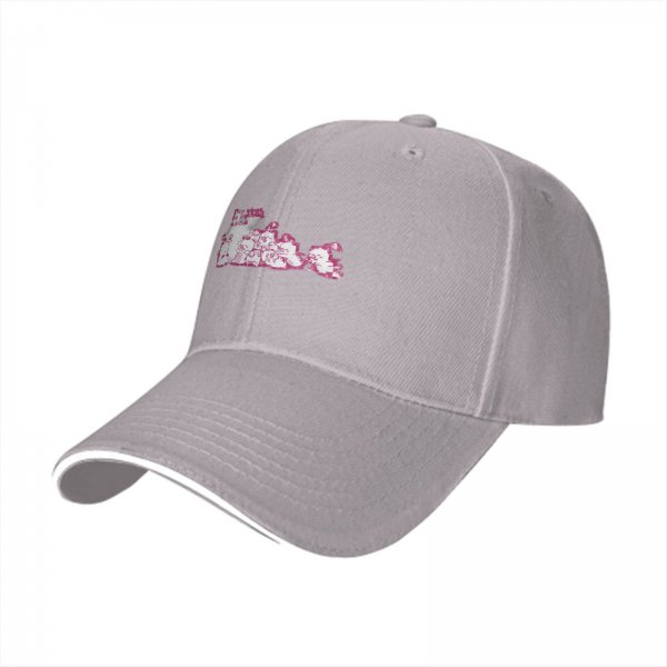 Black Baseball Cap With Pink Whimsical Graphic Design