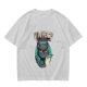 Olive green graphic t-shirt with grumpy cat holding New Year's resolutions