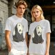 Olive T-shirt with Sad Sitting Panda Graphic Print